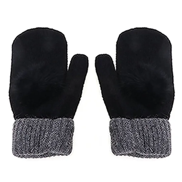 2018 New Fashion Women Lady Knitted Gloves Mitten Woolen Rabbit Fur Winter Keep Warm Thick Hands Wrist Gloves