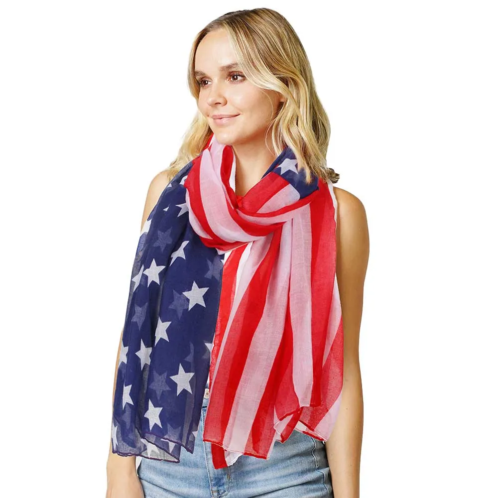 American USA Flag Printed Scarf