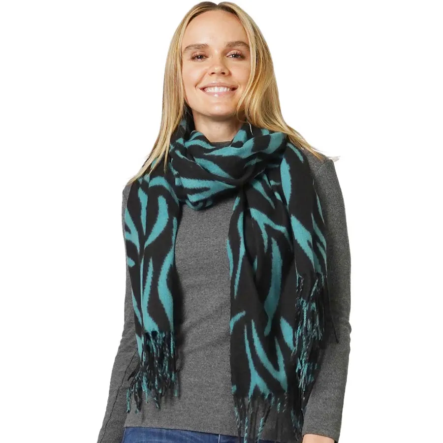 Animal Print Fringe Soft Scarf