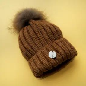 B&B Single Pom Pom Hat - Mocha