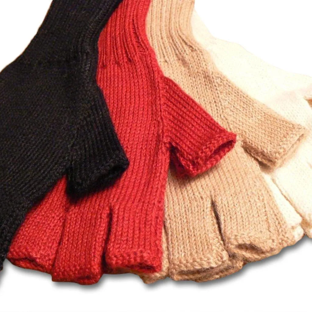 Colorful 100% Alpaca Fingerless Knit Alpaca Gloves