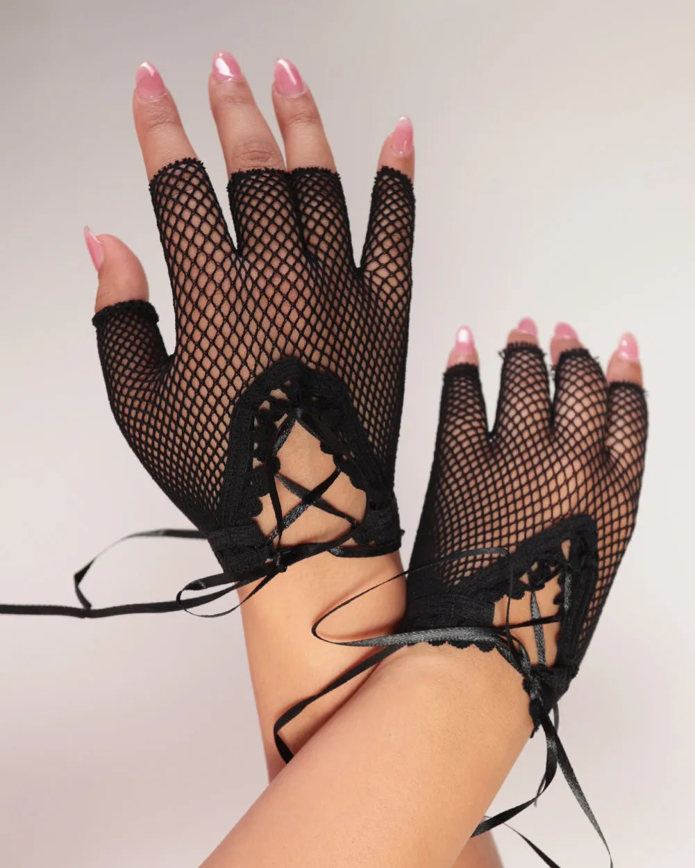 Dark Desires Fishnet Gloves with Strap