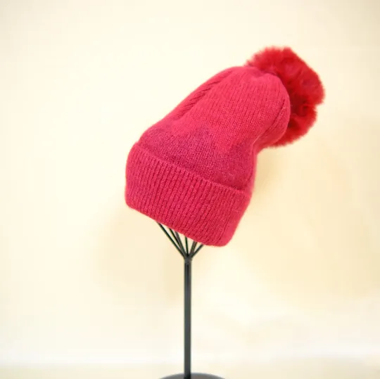 Fleece Lined Pom Pom Hat