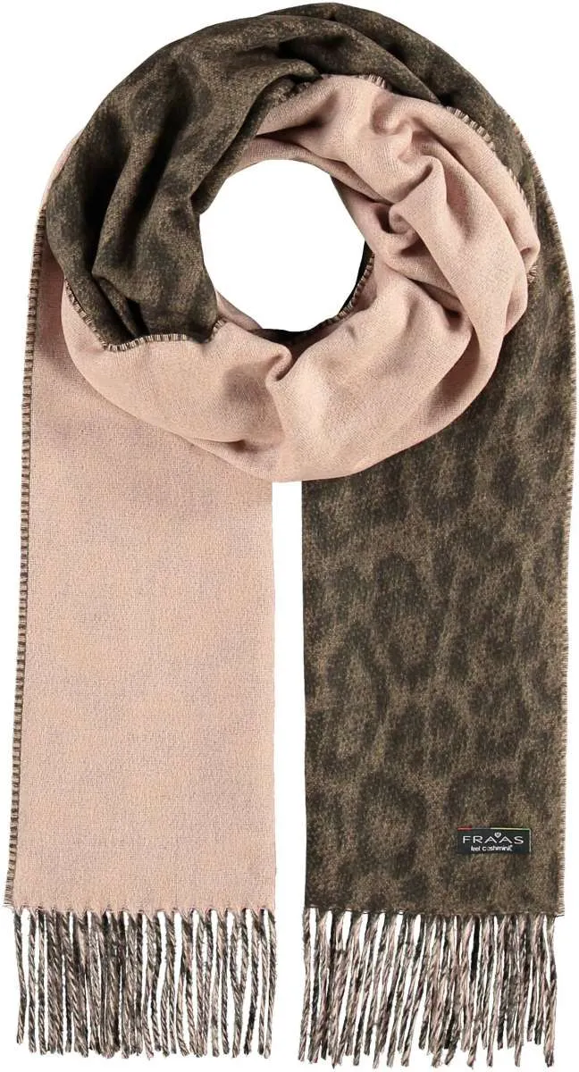 Fraas 625273 180 Mocha Nude Double Face Animal Print Cashmink Scarf