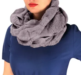 Gray Cowl Neck Loop Scarf Winter Knit Thick Neck Warmer