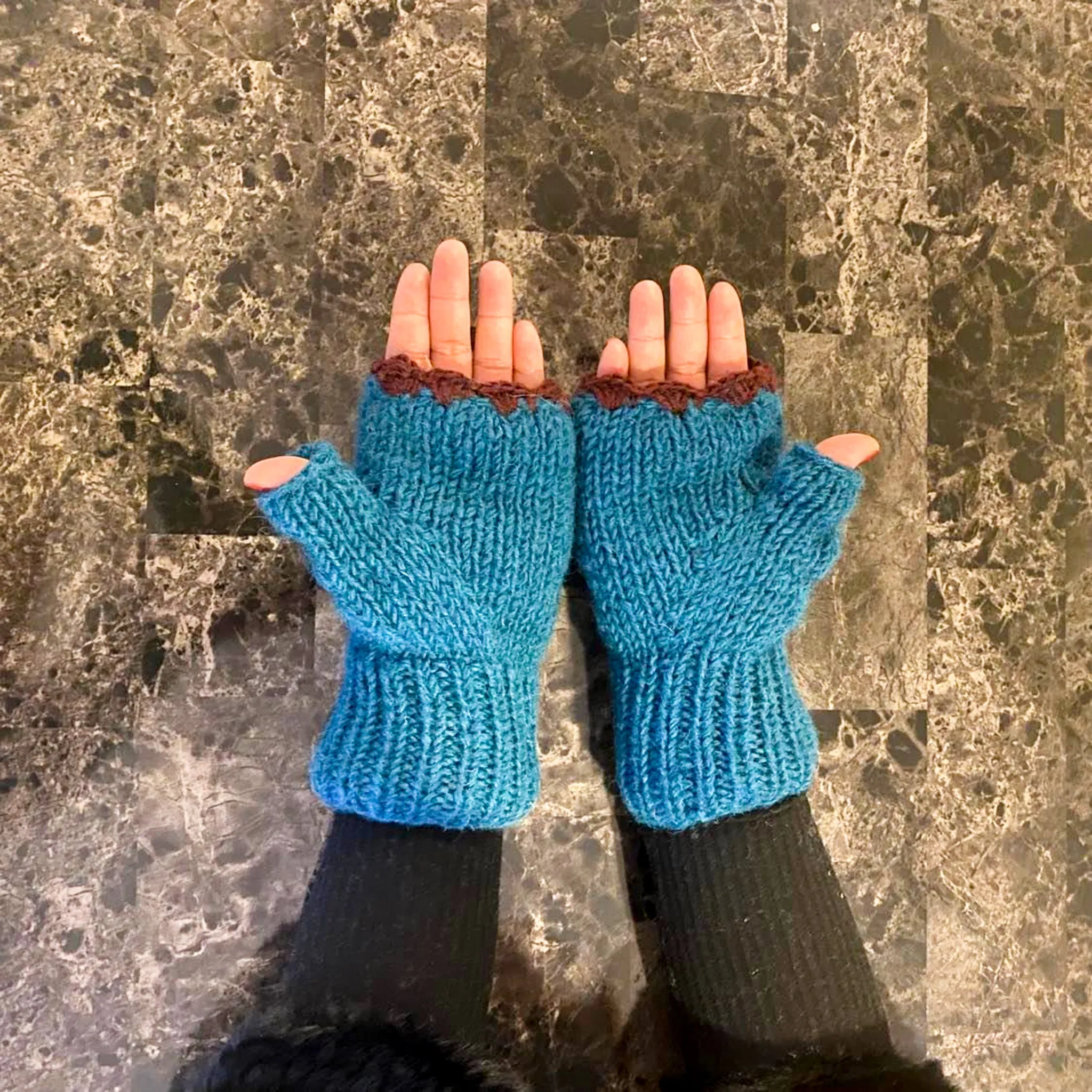 Himalayan Handknit Wool Fingerless Gloves/Hand Warmers