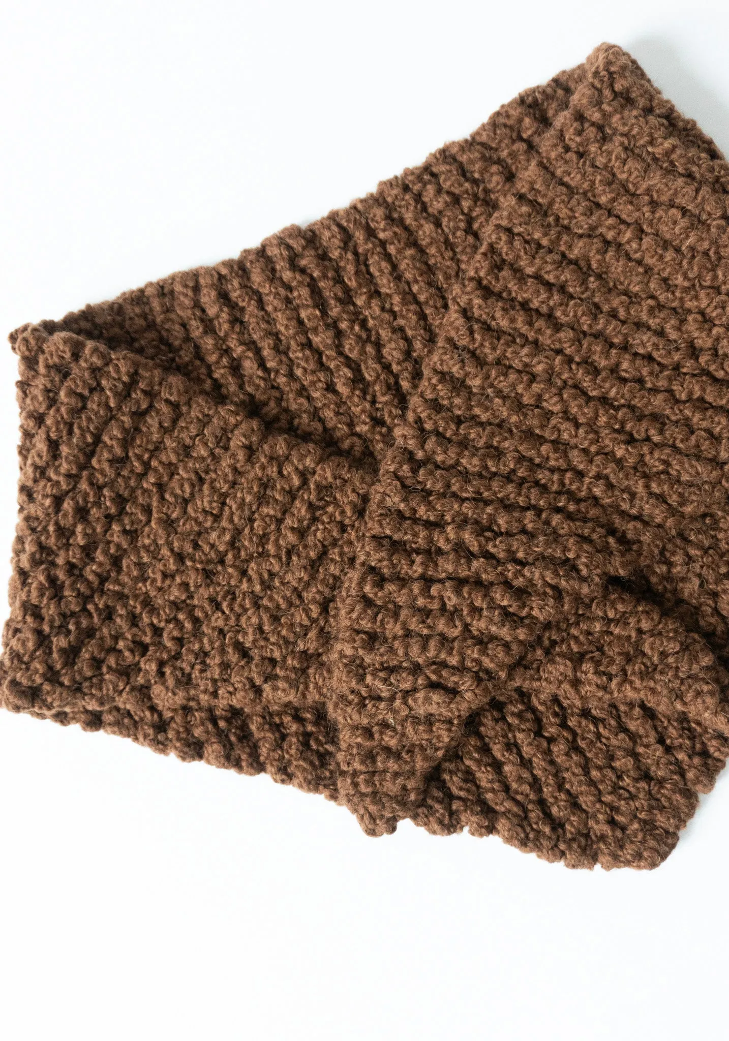 Cocoa Knitted Saffron Scarf - Enhance with Adjectives