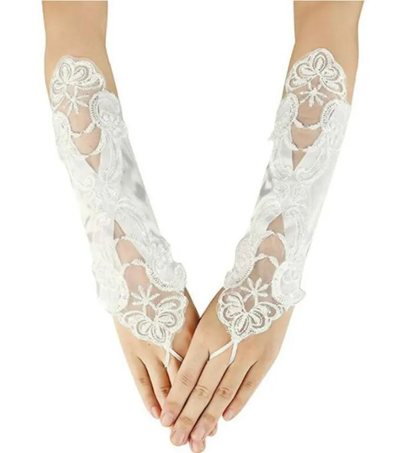 Lace with Crystal Wedding Gloves