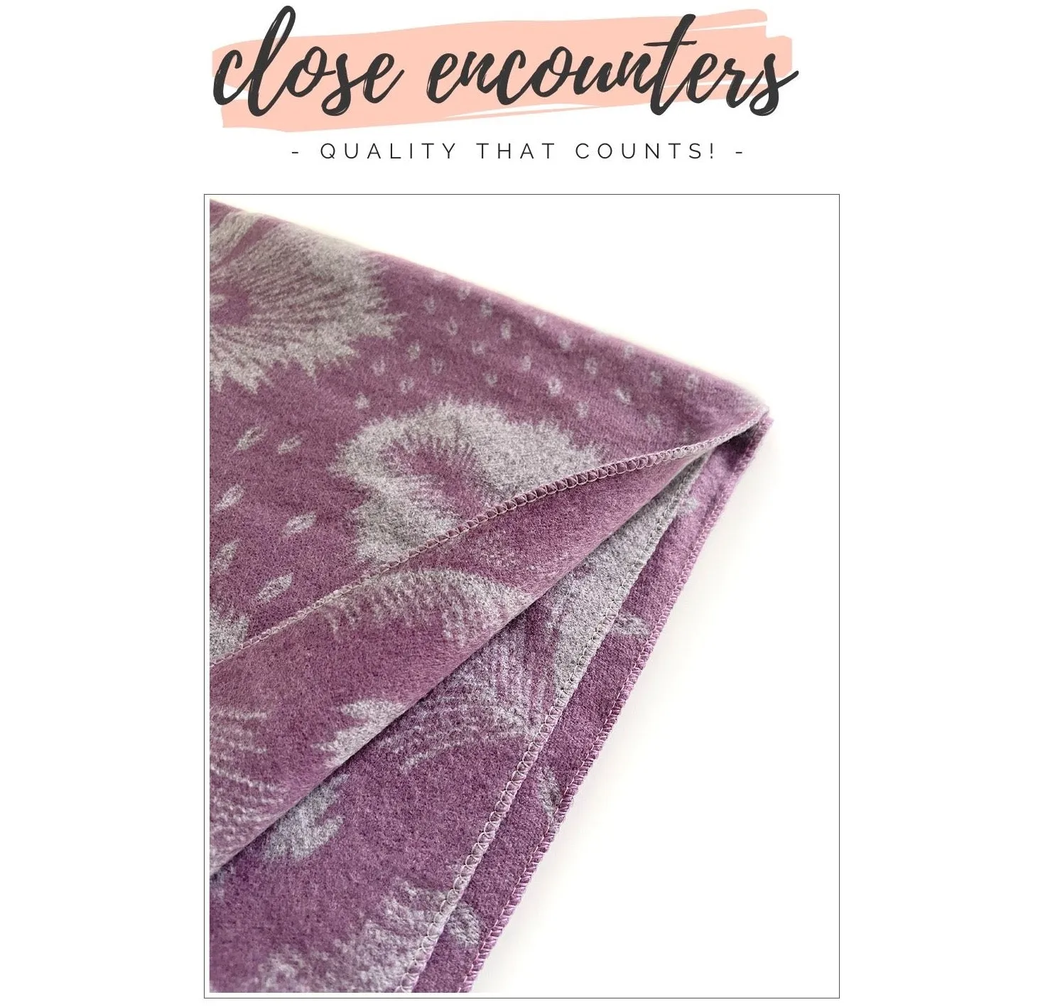 LARGE LILAC CASHMERE FEATHER PRINT REVERSIBLE WINTER SHAWL BLANKET SCARF