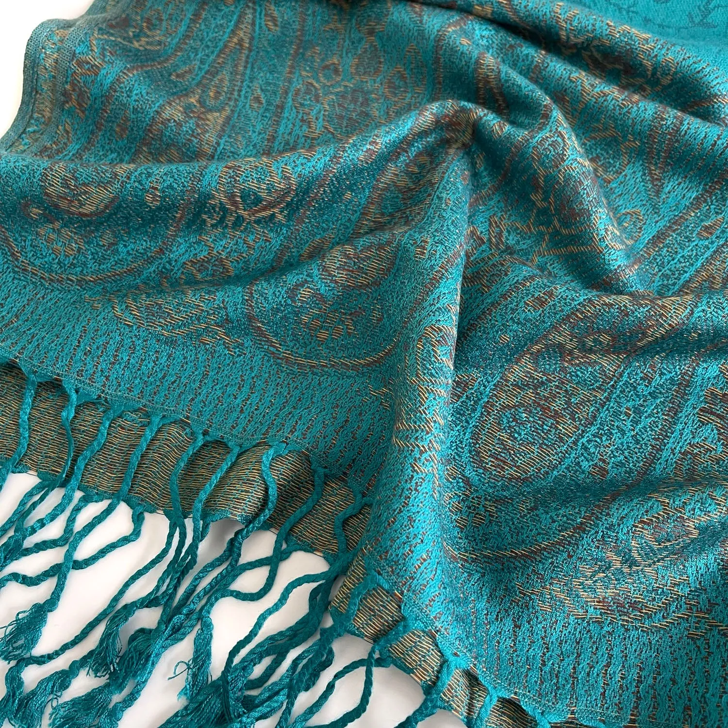 PAISLEY PRINT TEAL LIGHTWEIGHT PASHMINA SHAWL SCARF