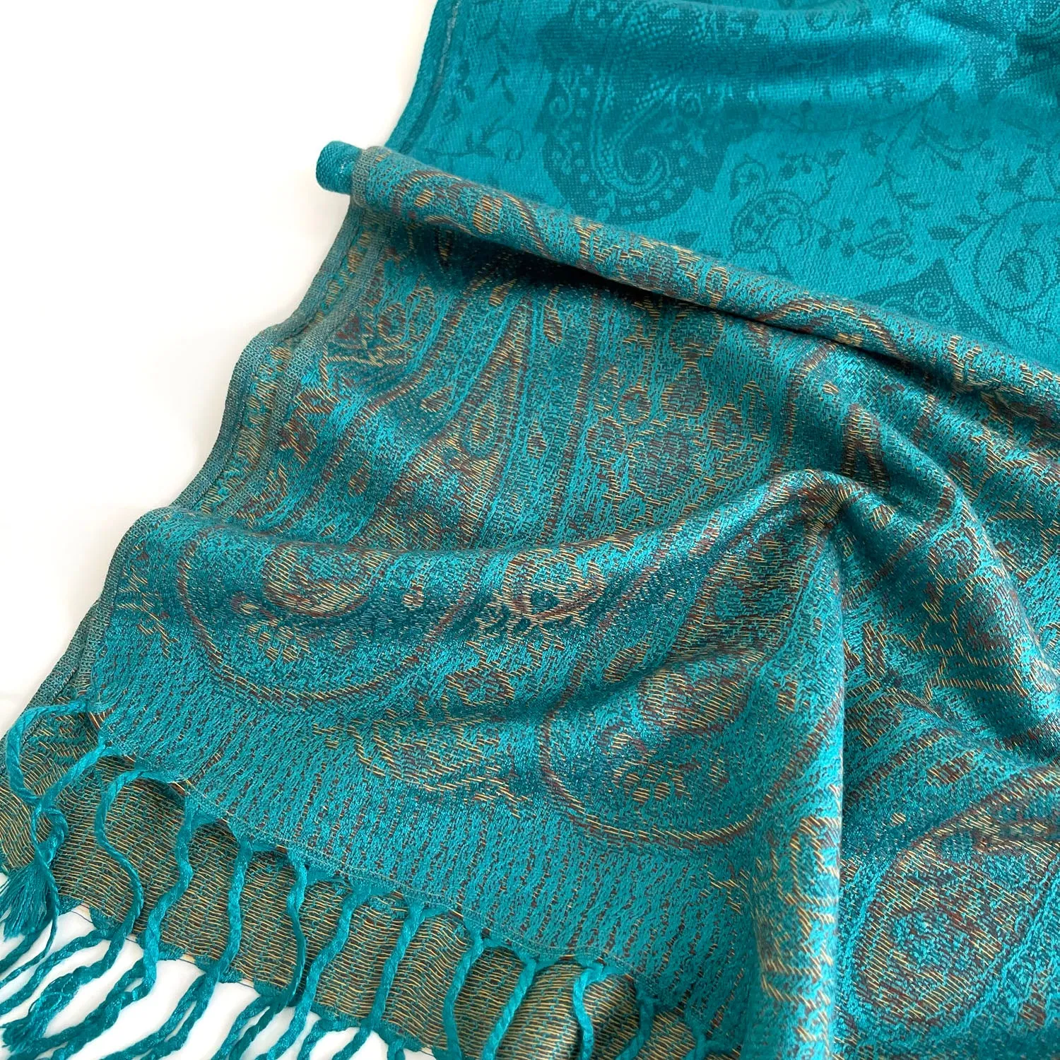 PAISLEY PRINT TEAL LIGHTWEIGHT PASHMINA SHAWL SCARF