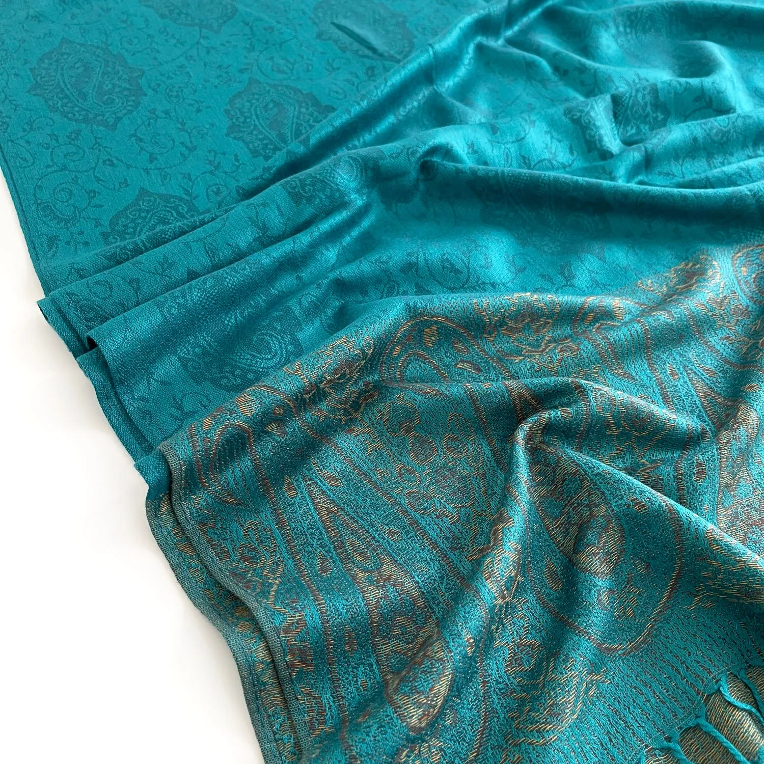 PAISLEY PRINT TEAL LIGHTWEIGHT PASHMINA SHAWL SCARF