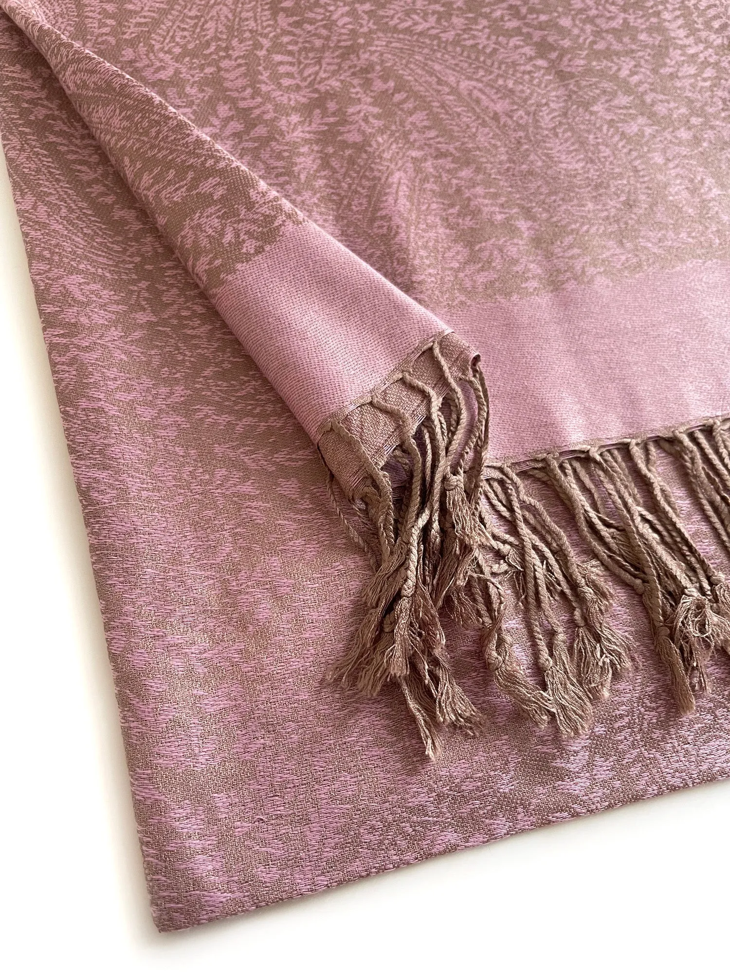 PINK PAISLEY PRINT REVERSIBLE PASHMINA SHAWL SCARF