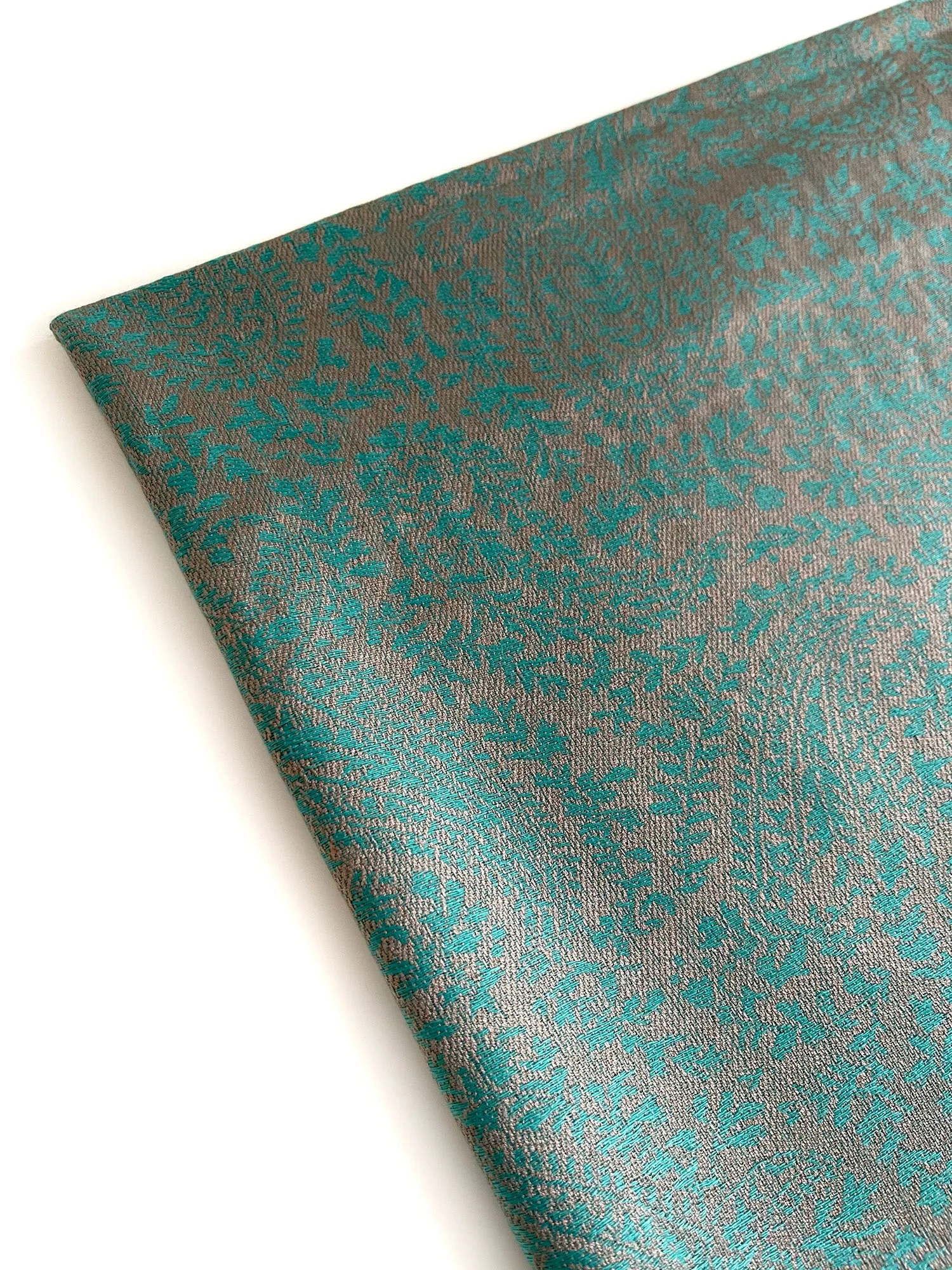 TEAL PAISLEY PRINT REVERSIBLE PASHMINA SHAWL SCARF