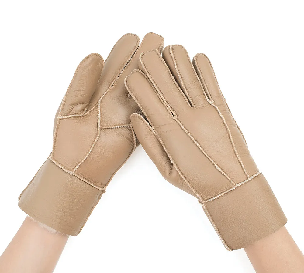 UGG Gloves Leather Fluffy Sheepskin Wool Stitching Gloves