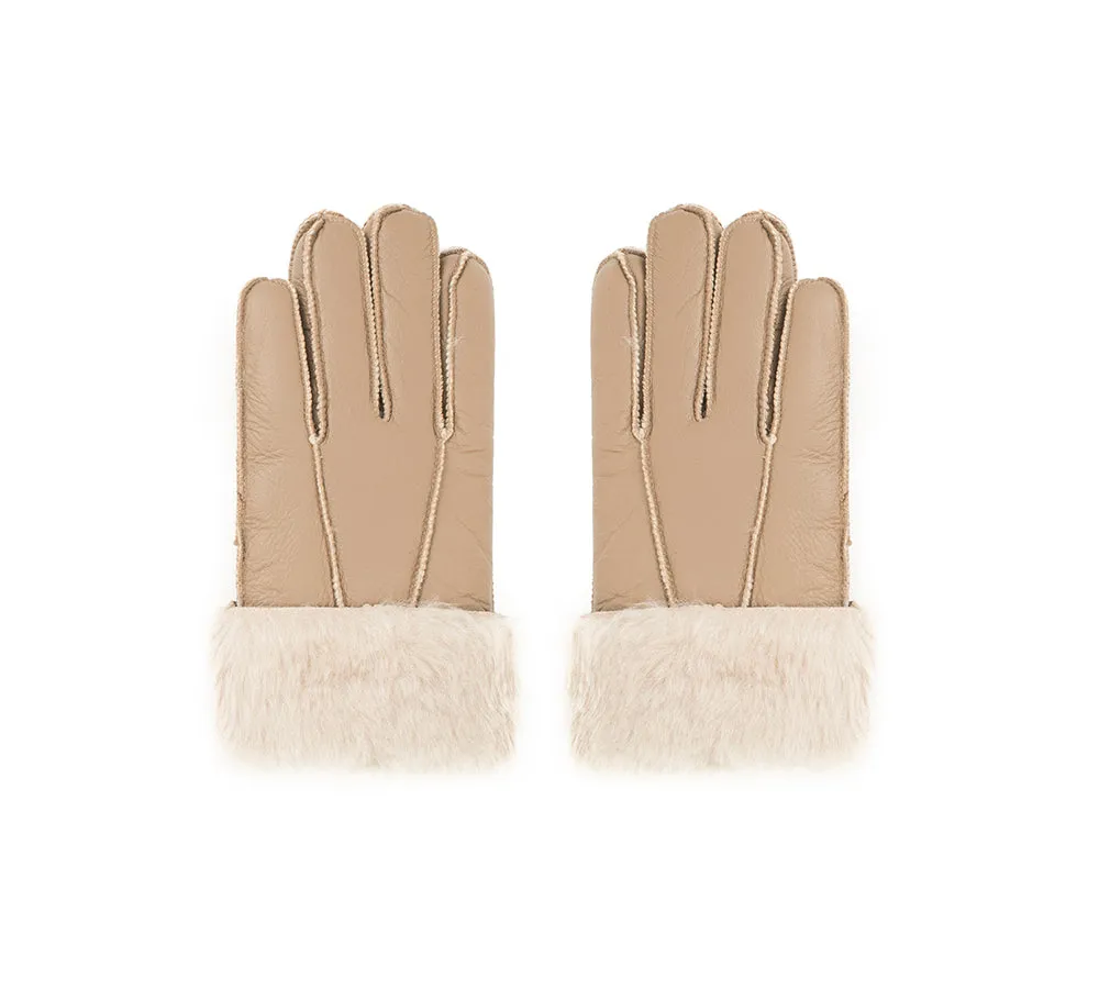 UGG Gloves Leather Fluffy Sheepskin Wool Stitching Gloves