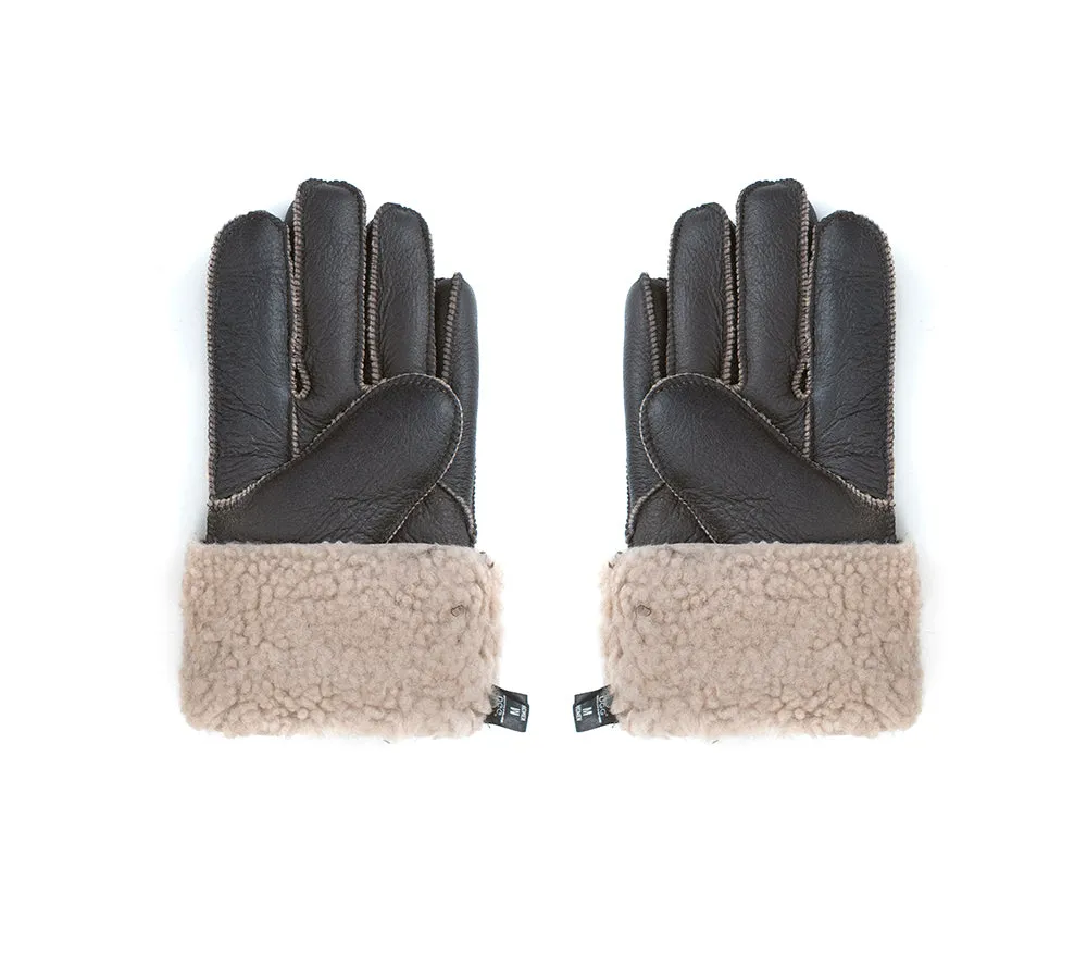 UGG Gloves Leather Fluffy Sheepskin Wool Stitching Gloves