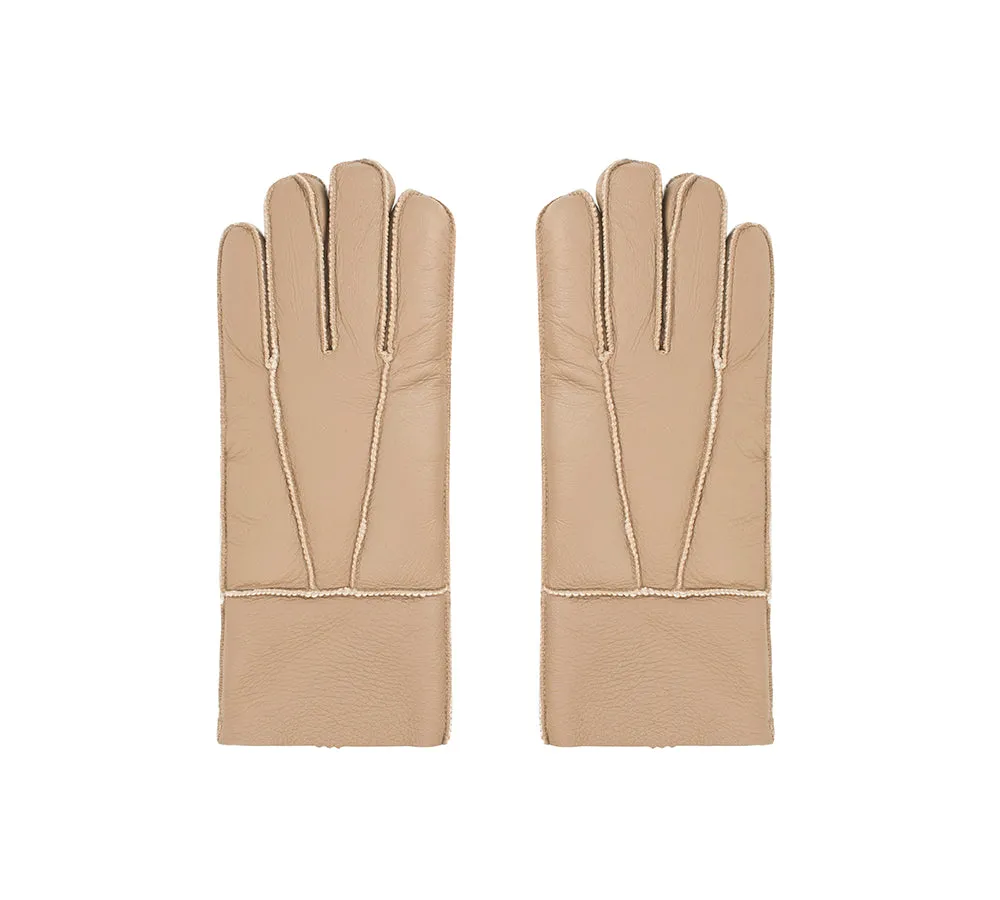 UGG Gloves Leather Fluffy Sheepskin Wool Stitching Gloves