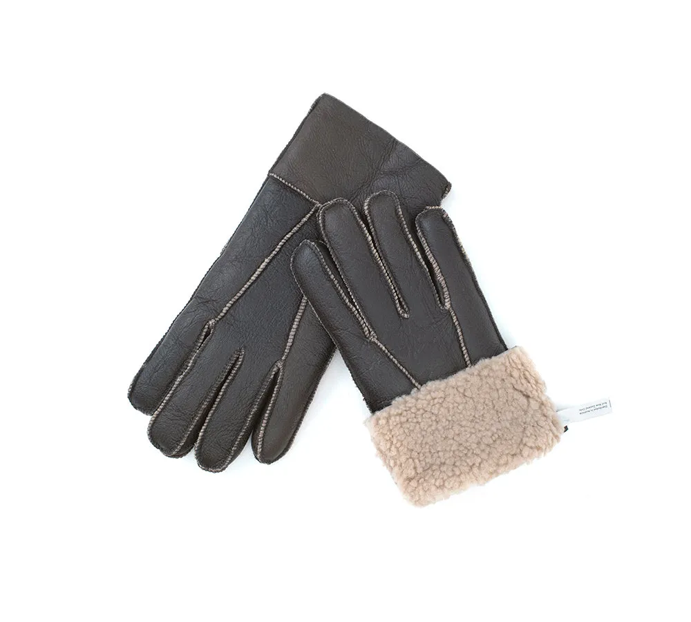 UGG Gloves Leather Fluffy Sheepskin Wool Stitching Gloves