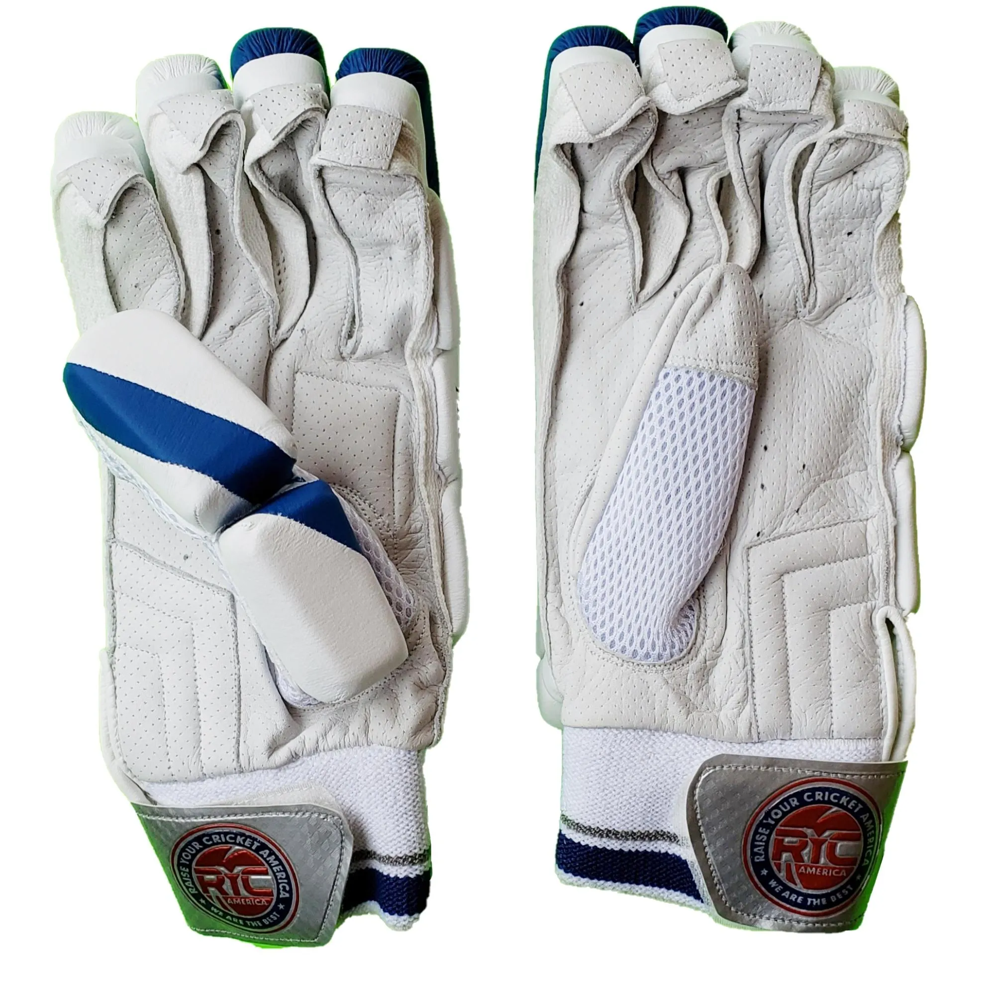 RYC Player Edition Blue and Gold Zee Sports Batting Gloves - Premium Quality Cricket Gear